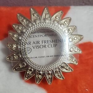 Bath & Body Works Scentportable Jewel Sunburst Visor Car Clip Silvertone